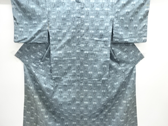 JAPANESE KIMONO / ANTIQUE KIMONO / SILK / TSUMUGI / WOVEN KASURI PATTERN